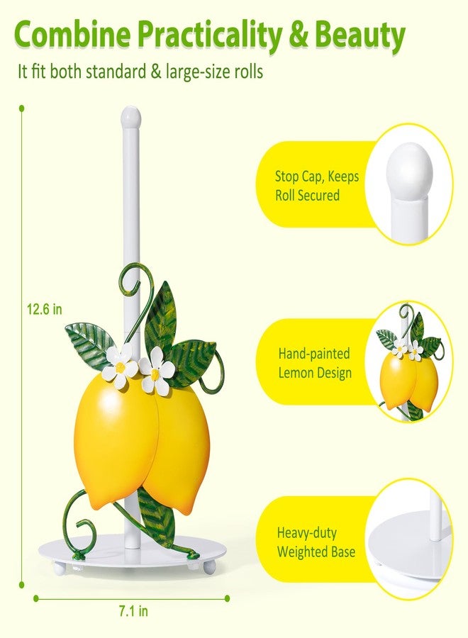Shinlar Lemon Paper Towel Roll Holder Countertop - Lemon Housewarming Gifts for Women, Farmhouse Kitchen Decor and Accessories, Vintage Home Yellow Kitchen Counter Decor, 3D Handmade Pattern, Weighted Base - Image 2